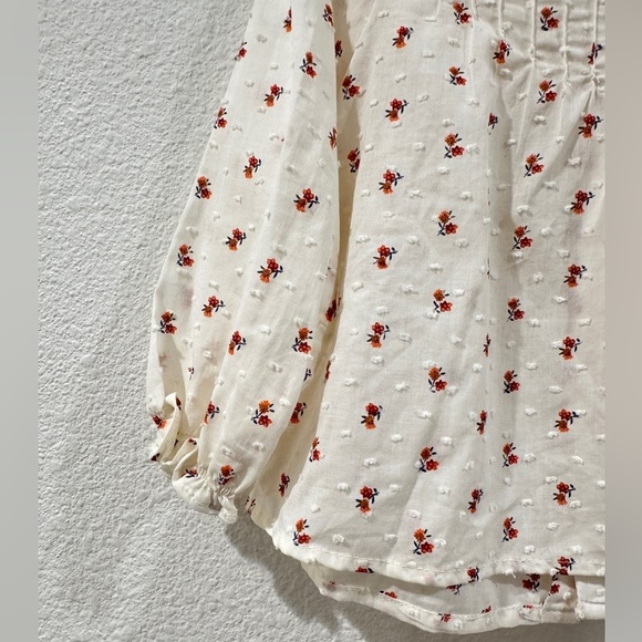 Zara Cream Dainty Floral Pintuck Pleat Swiss Dot Prairie Boho Top 12-18 Months - Picture 5 of 14